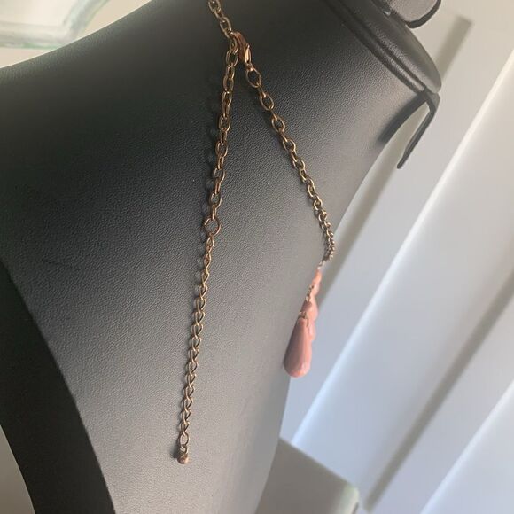 Gorgeous Peach Cabochon Bib Statement Necklace set, Brass, Unmarked - Picture 6 of 6